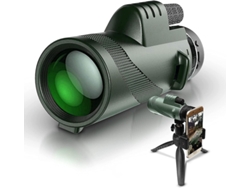 Telescopio monocular 12x50 HD Bak4 Prism FMC Trípode Smartphone Observación de aves Fauna Senderismo Camping Verde Yizhood