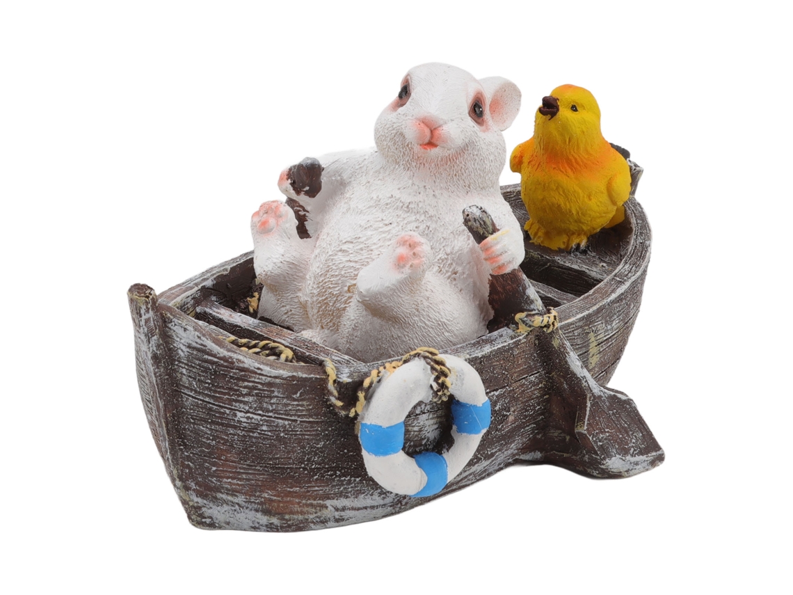 Estatuas De Animales Para Jardín Conejo Blanco De Resina Sintética Figuras Miniaturas Decoración Exterior Patio Oficina