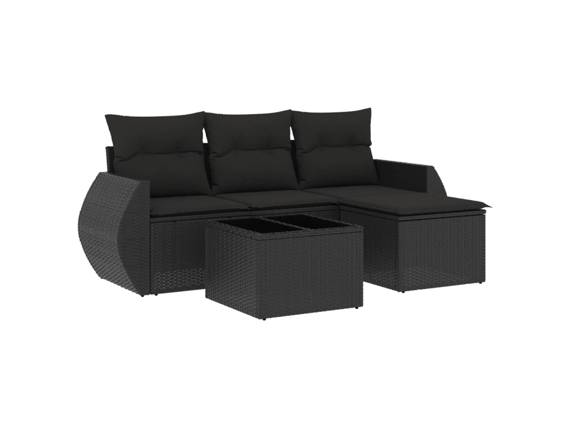 Maison Exclusive - Set De Muebles De Jardín 5 Pzas Y Cojines Ratán Sintético Negro