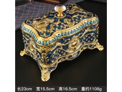 Caja De Joyería De Diamantes De Estilo Europeo (grande, Dorada Y Azul), Lujosa Y Exquisita Caja De Almacenamiento De Joyas De Diseño Creativo.