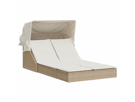 Tumbona Doble VIDAXL Beige Poli Ratán