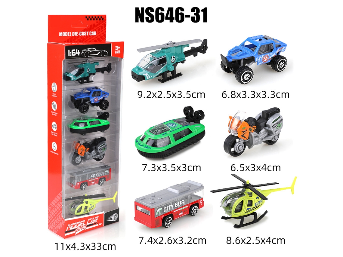 Coches deslizantes en miniatura a escala 1/64, juguetes infantiles MDUG (6 coches)
