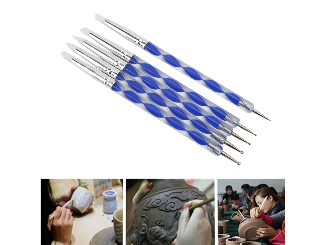 Juego De 5 Herramientas Para Arcilla Con Doble Punta De Silicona Y Bolígrafos Para Modelado Y Escultura En Cerámica.