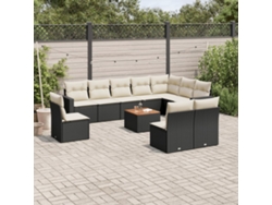 Conjunto de sofás de jardín de 11 piezas DKD Home Decor con cojines de mimbre negros