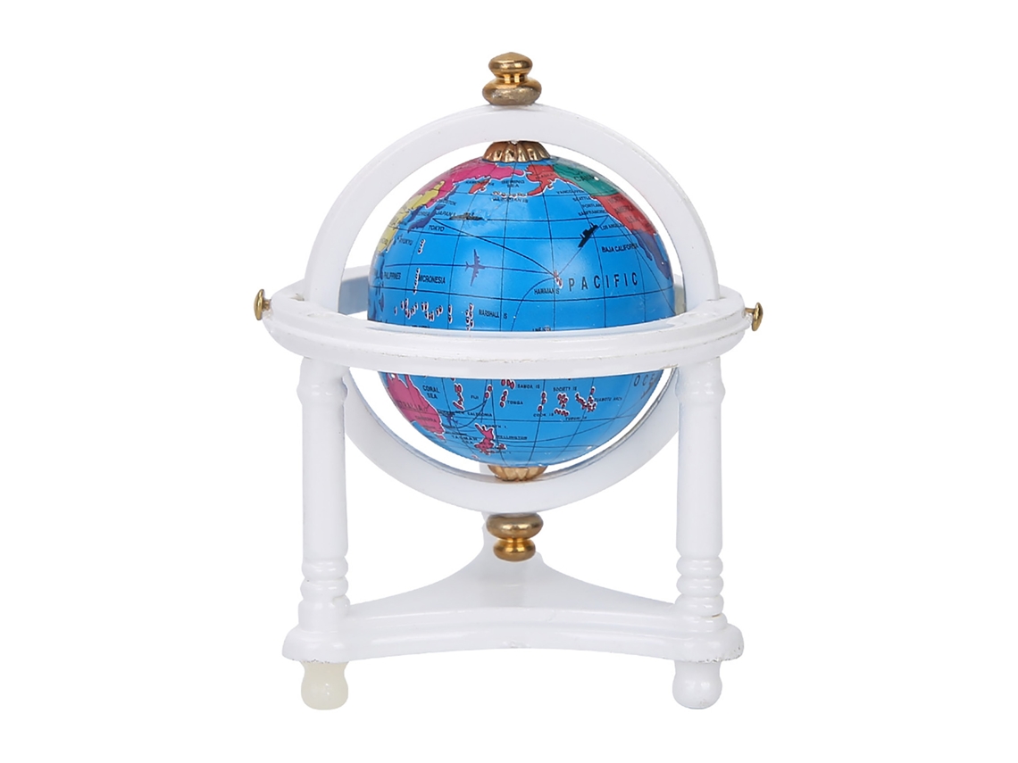 Globo Terráqueo Giratorio En Miniatura Para La Decoración De La Sala De Estudio De La Casa De Muñecas A Escala 1/12 (blanco)