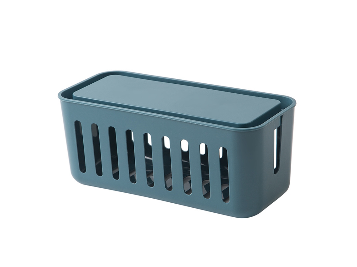 Caja de almacenamiento para tomacorrientes, disipador de calor hueco, contenedor de cable de carga simple con 6 orificios para el hogar, azul oscuro