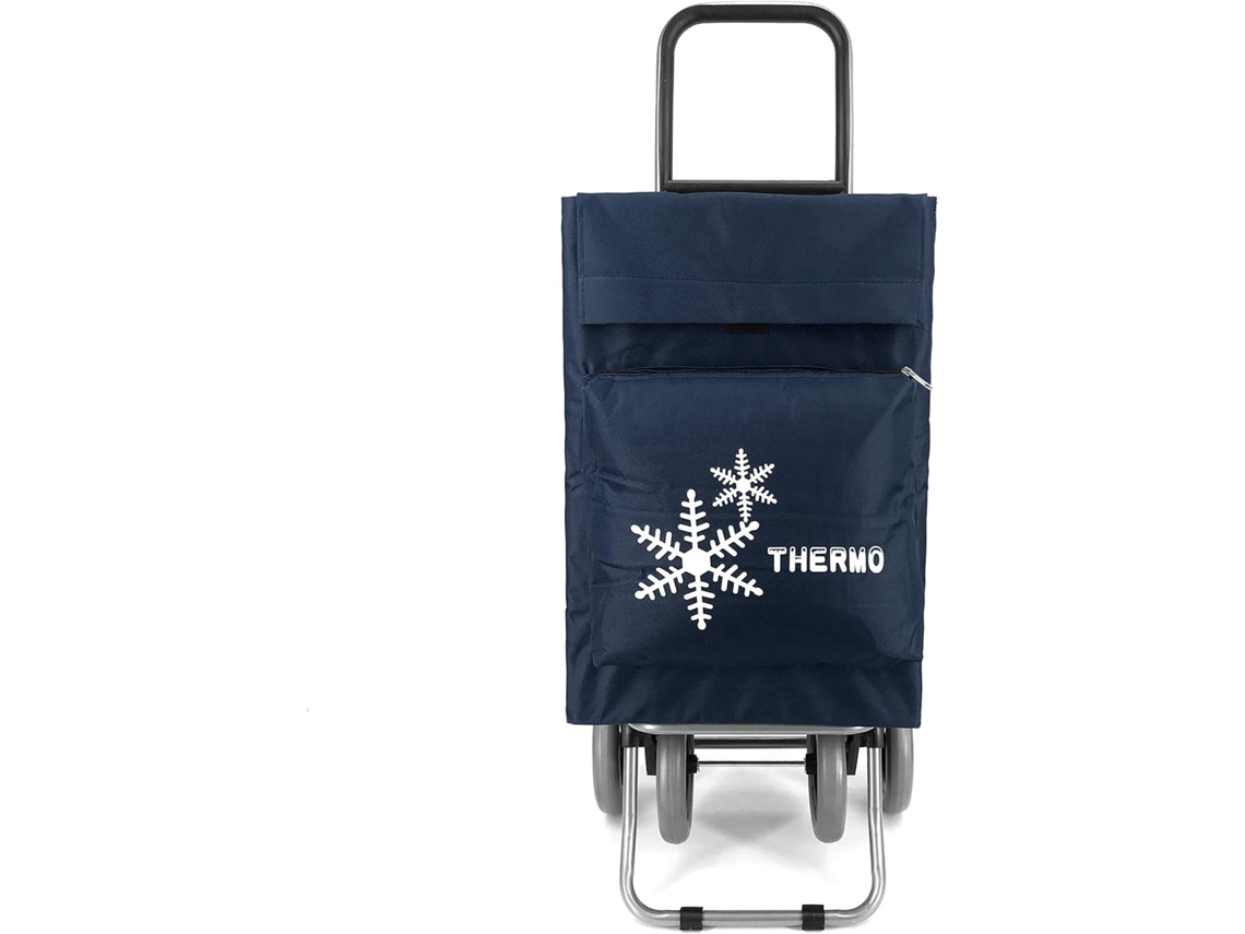 Carro de La Compra Plegable Con Bolsa Térmica 4 Ruedas para Subir Escaleras Bolsa Impermeable Isotérmica de 44L Azul Marino COSHANO