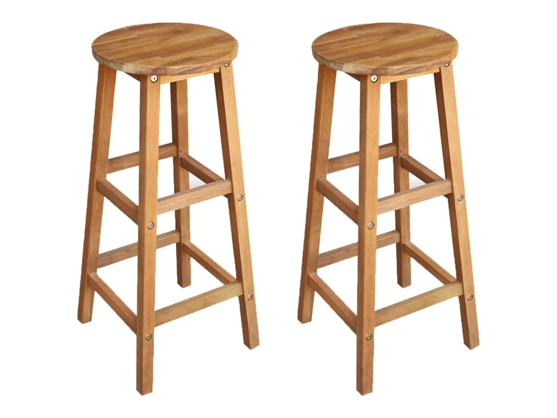 Taburetes de bar (2 unidades), madera maciza de acacia, Dkd Home Decor