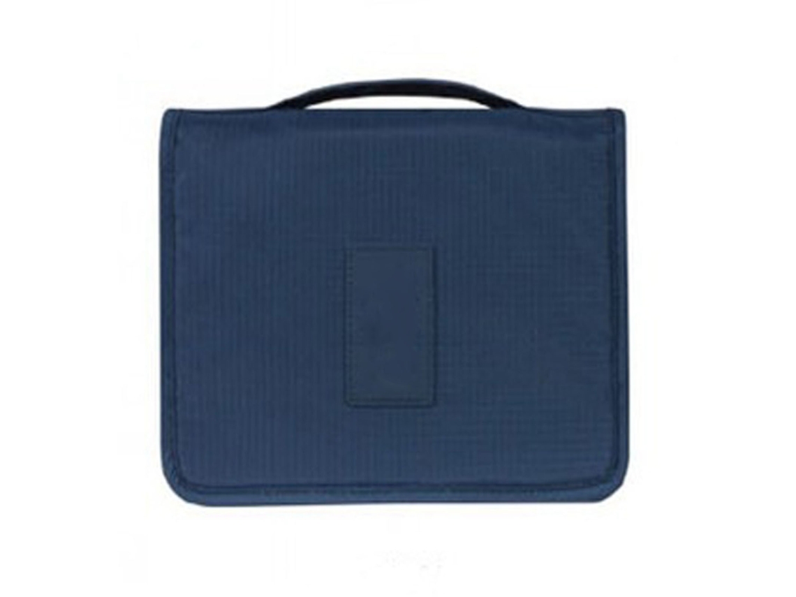 Neceser Plegable Azul Marino Con Gancho Para Viajes Y Maquillaje, 24 X 18,5 X 9,5 Cm.