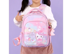 Mochila Escolar Ligera Para Niñas Primaria Con Correa Torácica Cute Cut Diseño Cartoon Rosa Grande