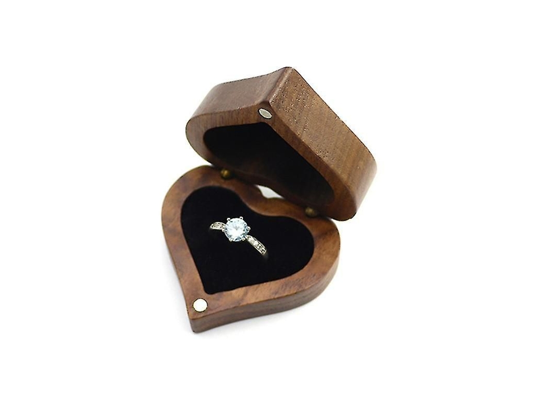 Caja De Anillos De Madera Para Compromiso, Propuestas Y Bodas Con Cierre Magnético Oculto