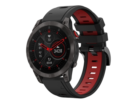 Correa Smartwatch para Garmin EPIX Gen 2 22mm Silicona Deportiva Bicolor (Negro + Rojo)