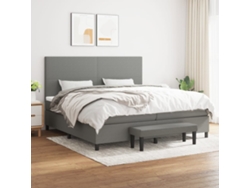 Cama Box Spring Con Colchón Tela Gris Oscuro 200x200 Cm