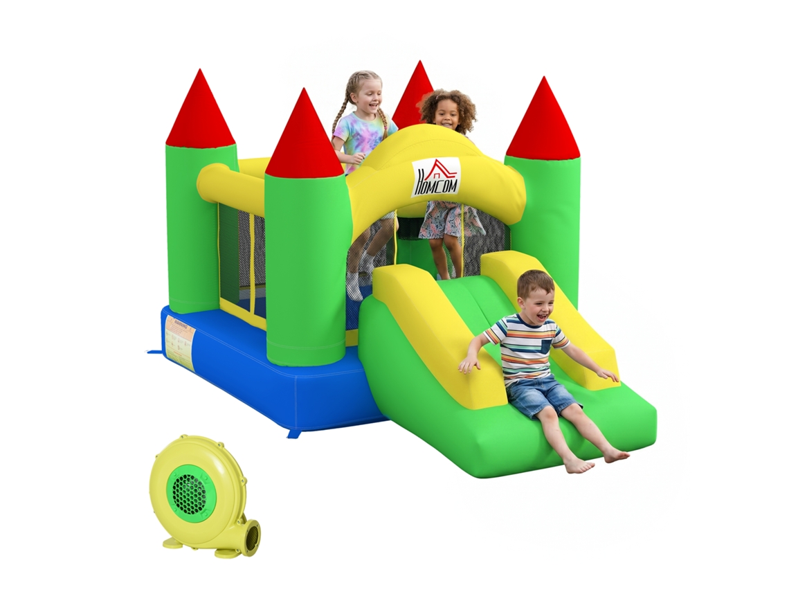 Castillo Hinchable Con Tobogán Y Red De Seguridad, Soporta Hasta 100 Kg.