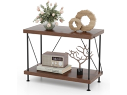 Estantería Industrial de 2 Capas, Librería Estable con Estructura Metálica, Estante de Almacenamianto de Estilo Industrial para Dormitorio COSTWAY