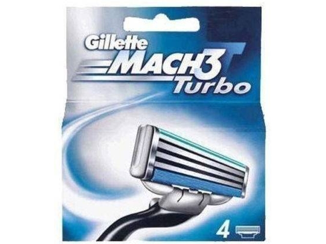 Láminas de Afeitar GILLETTE Mach3 Turbo 4 Unidades
