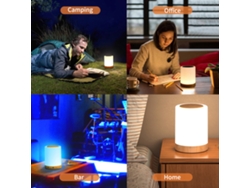Lámpara De Mesilla De Noche Con Sensor Táctil, Luz Blanca Y Rgb, Regulable, Temporizador Y Recargable Por Usb.