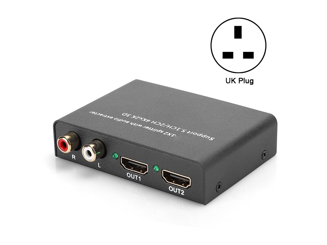Divisor Extractor De Audio Hdmi, 1 Entrada, 2 Salidas, Amplificado 4k/30hz Spdif Rca Aysa-12v14