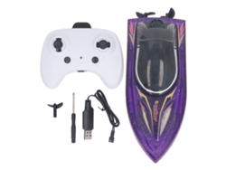 Ats-barco De Control Remoto Eléctrico Impermeable Con Luces Led Brillantes Para Niños Morado De Alta Velocidad Y Reset Automático