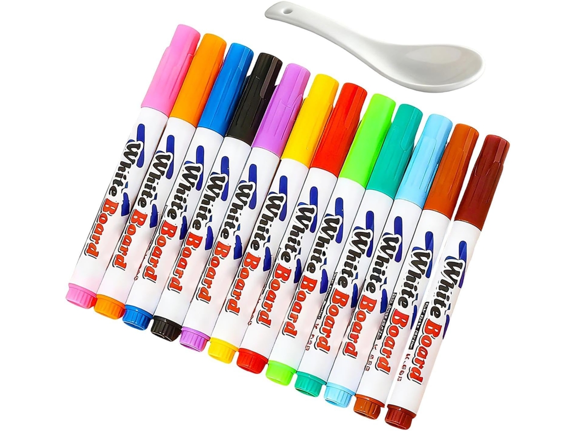 Bolígrafos mágicos para dibujar: Set de 12 marcadores flotantes creativos, a base de agua y con tinta.