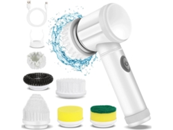 Cepillo De Limpieza Eléctrico Giratorio, Modelo De Mano, 6 Cabezales Intercambiables, Para Bañeras, Paredes, Ventanas Y Lavabos (blanco) Czhhmart