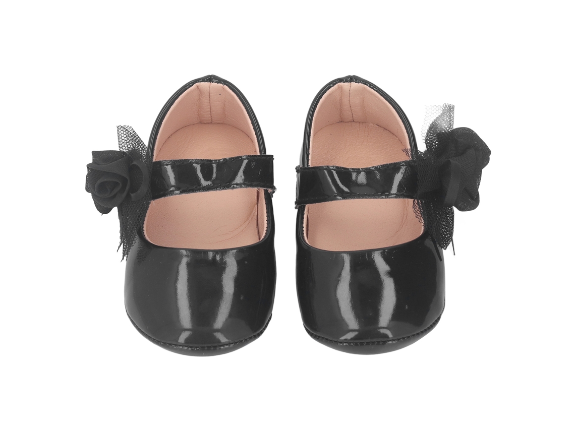 Zapatos Mary Jane Para Bebé Niña Con Diseño Floral, Antideslizantes, Suela De Pu Cómoda Para Bebés De 0 A 1 Año, Color Negro, 13 Cm.