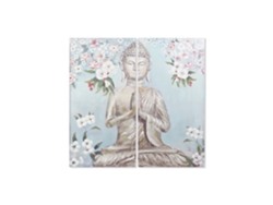 Set 2 Cuadro Lienzo Buda Pintado Mano 140x3x140cm