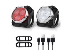 Juego de luces para bicicleta con 4 modos y 2 cables USB, IPX8, color negro Yizhood
