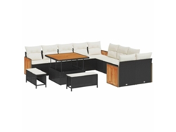 Maison Exclusive - Conjunto De Sofás De Jardín Con Cojín 17 Pcs Negro Y Crema