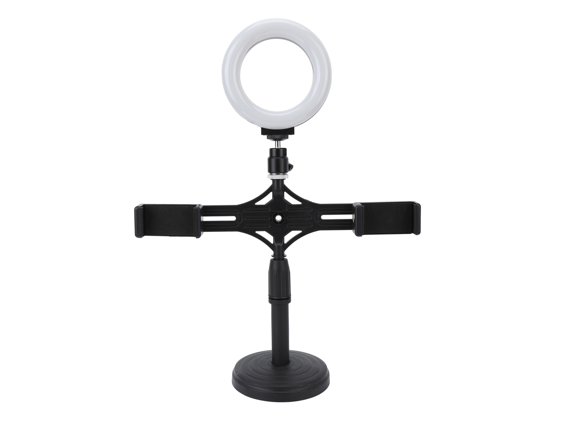 Anillo De Luz Led (2 Soportes Para Teléfonos, Ajuste De Brillo De 10 Niveles)