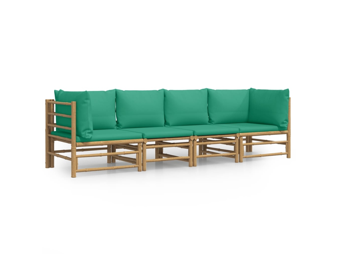 Maison Exclusive - Set De Muebles De Jardín 4 Piezas Bambú Con Cojines Verde