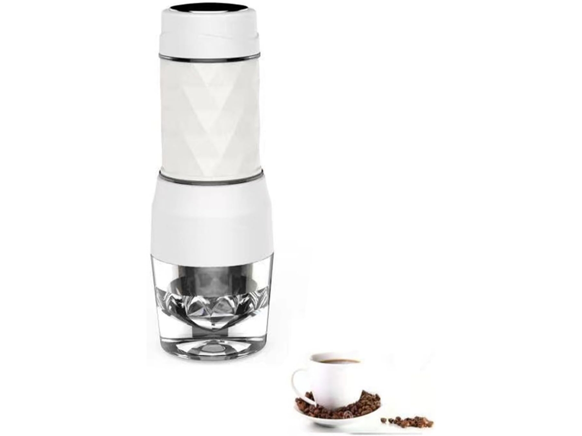 Cafetera portátil, manual, sin electricidad, compatible con cápsulas y café en polvo Chrui (blanca)