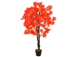 Planta de arce artificial con maceta roja de 120 cm, DKD HOME DECOR
