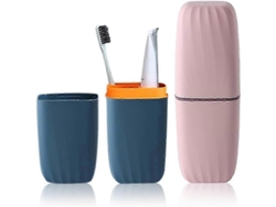 soportes portátiles para cepillos de dientes y pasta de dientes, organizador para exteriores, viajes, camping, escuela, Rosewell (azul y rosa)