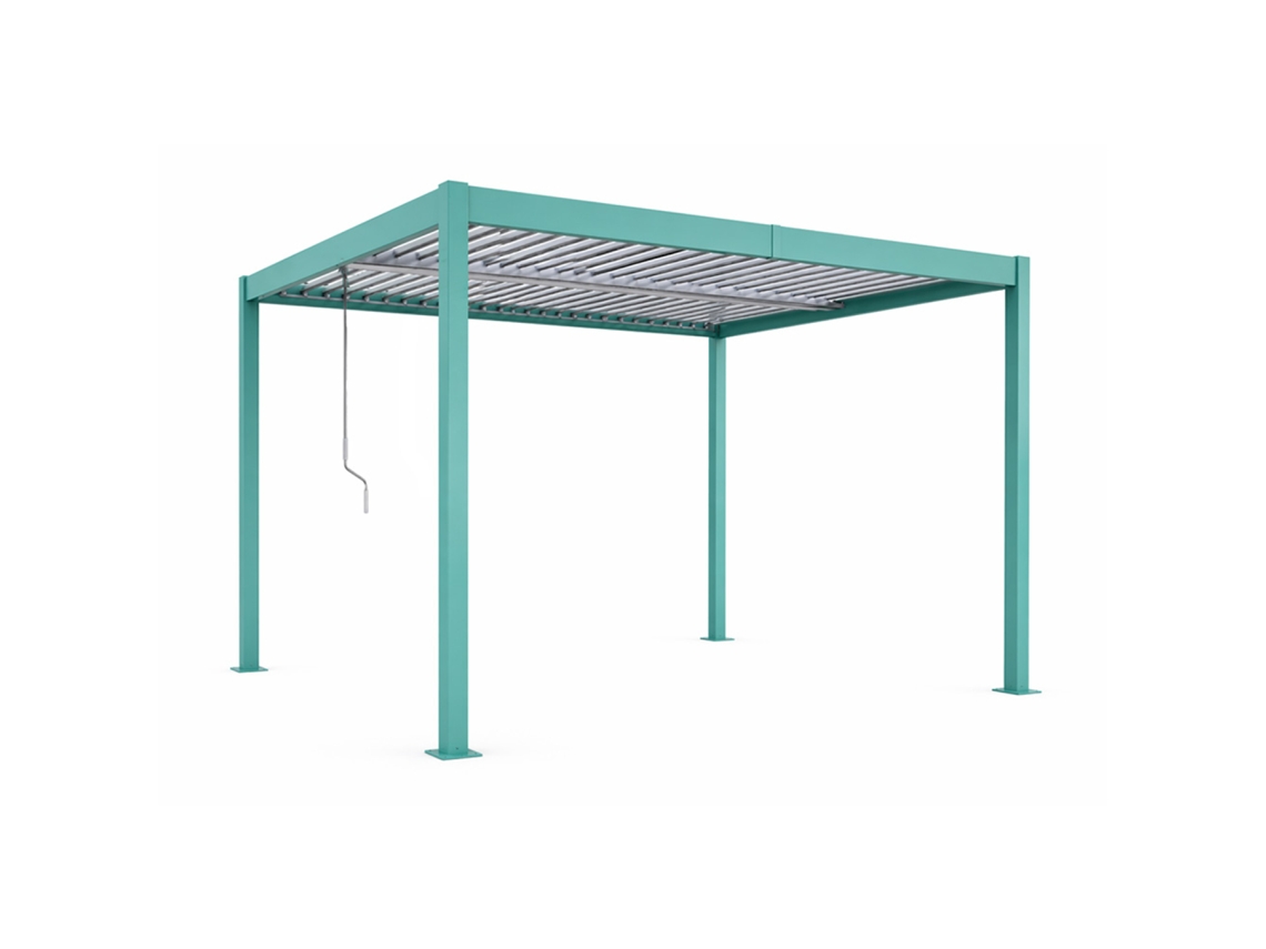 Rhodes Pérgola Bioclimática Con Estructura Y Lamas Orientables De Aluminio Verde, 4 X 3 M