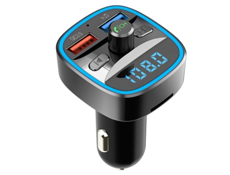 Transmisor FM inalámbrico Bluetooth Reproductor de MP3 para coche Cargador rápido CZ-MP3-06 Negro PETHUEL