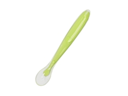 Cuchara de silicona para bebé, cuchara de silicona suave, vajilla para la alimentación infantil, 5 unidades, color verde.