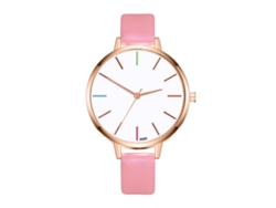 Reloj De Pulsera De Cuarzo Sencillo Para Mujer Zhoulianfa Con Correa De Piel Sintética Rosa.