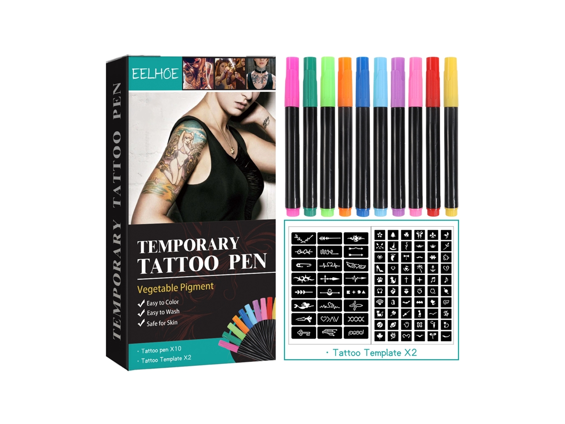 Bolígrafos de tatuajes temporales multicolor Eelhoe