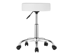 Taburete giratorio redondo Succebuy, altura ajustable 55-71 cm, capacidad de carga 204 kg, color blanco