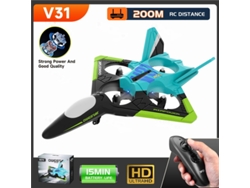 Drone de avión con avión de espuma V31 con cámara 4K (Duración de la batería: 15 minutos - 4 baterías - Verde) YIZHOOD