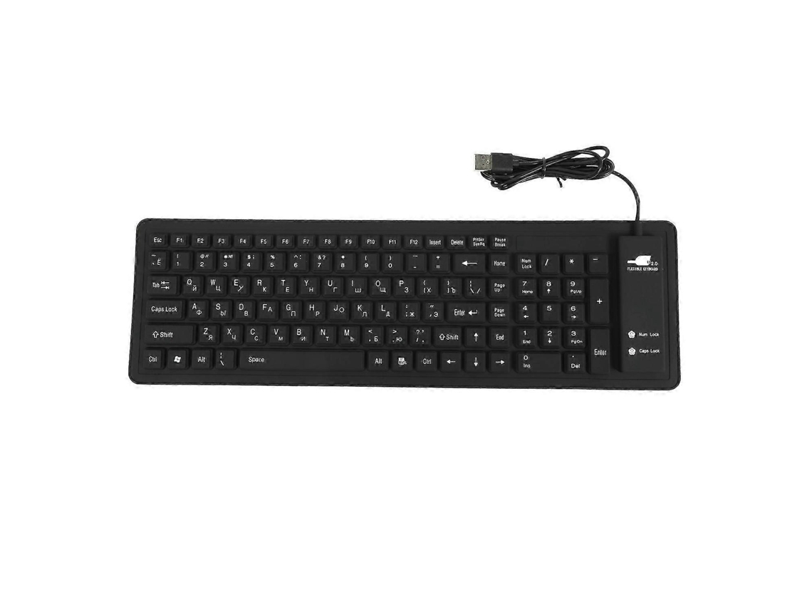 Teclado de silicona con diseño ruso de 103 teclas, interfaz USB, flexible y plegable con cable Everley891