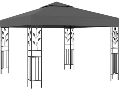 vidaXL Cenador con tira de luces LED 3x3 m gris antracita