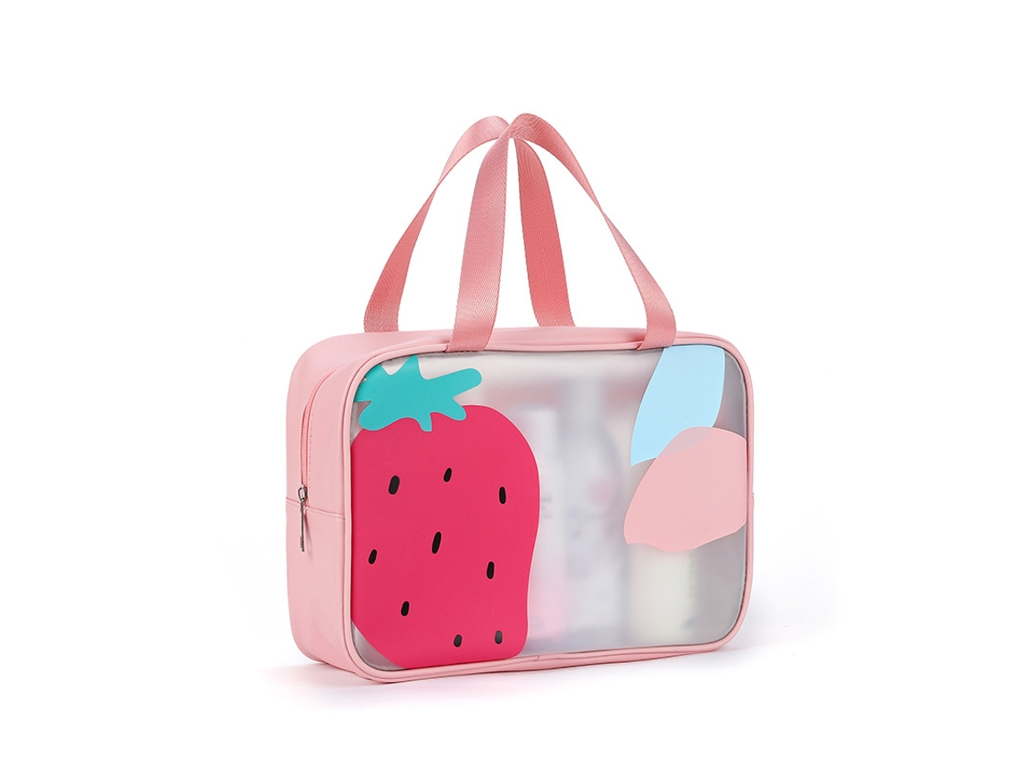 Necessaire Grande Com Separação De Líquidos E Líquidos, Tamanho Médio Chrui (rosa Morango)