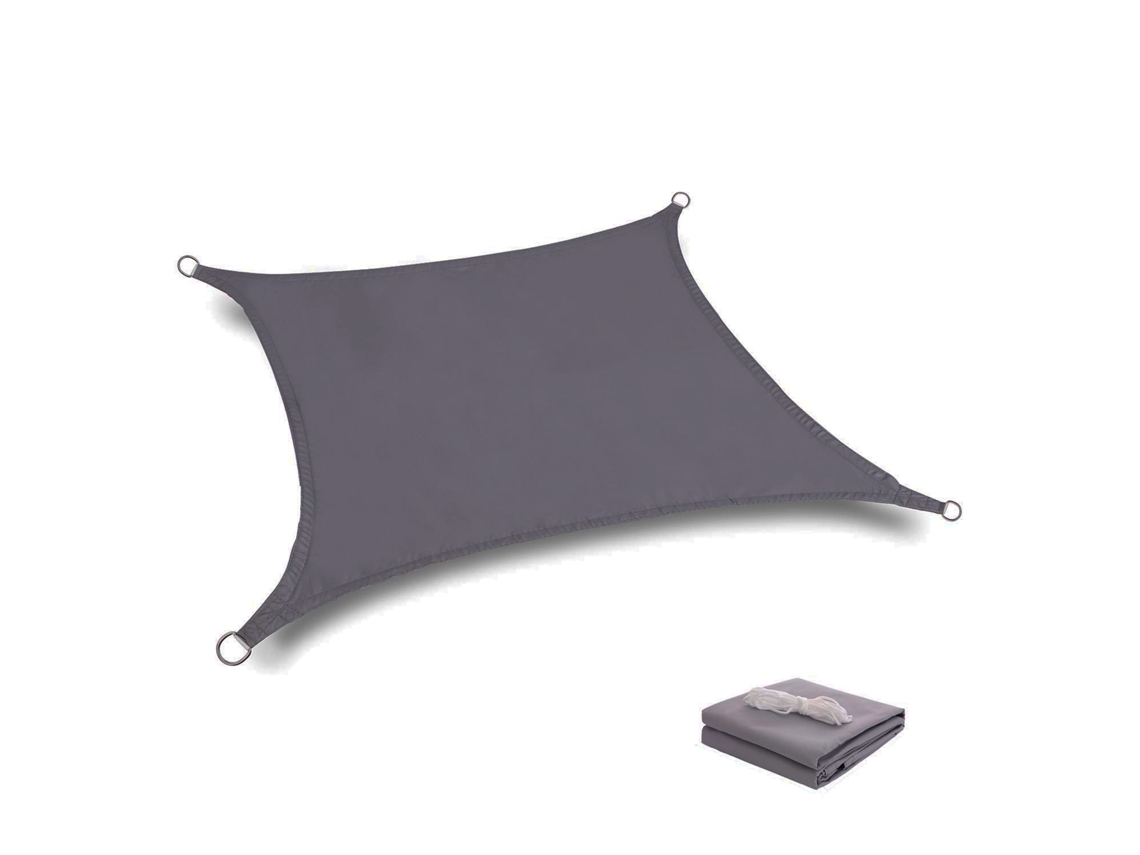 Vela De Sombra Rectangular (gris) De 3 X 4 Metros, Impermeable, A Prueba De Viento Y Resistente A Los Rayos Uv, Adecuada Para Patios.