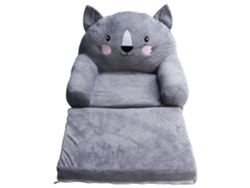 Silla Plegable Infantil Gris Estilo Dibujos Animados Con Brazos Anchos Y Respaldo Estable.