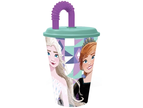 Vaso DISNEY Frozen Ice Music con Tapa 3D y Pajita 360Ml 74230