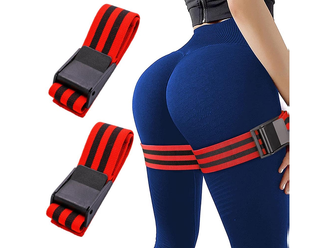 2026rebe-2pcs Cintas De Restricción Sangre Elásticas Para Crecimiento Muscular Hombres Mujeres Ejercicio Piernas Negro Rojo 90cm
