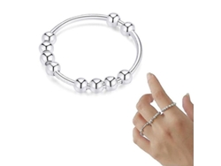 2026-anillo De Plata Esterlina 925 Para Ansiedad Con Perlas Giratorias Antiestrés Para Mujeres Y Hombres