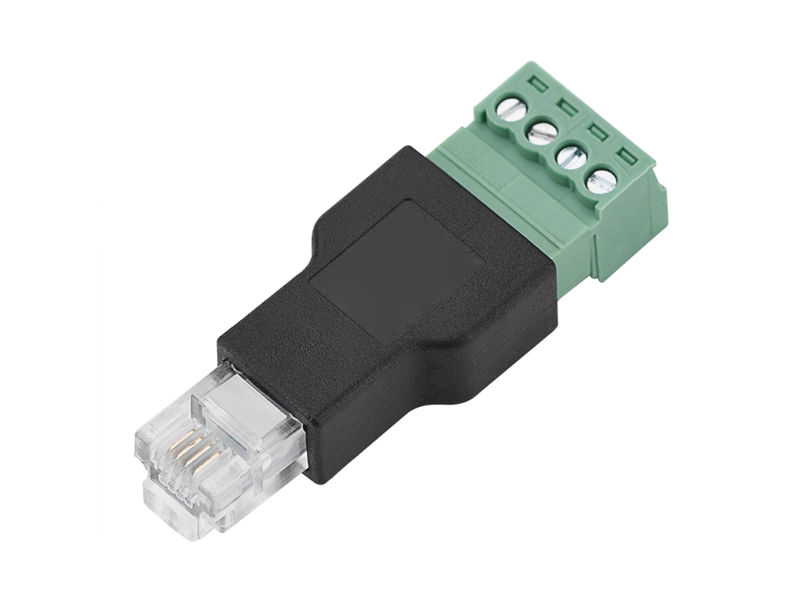 Adaptador de conector Ethernet RJ11 6P4C macho a terminal de tornillo de 4 pines